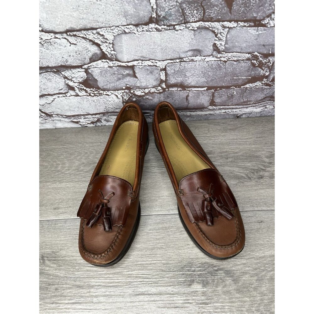 GH BASS Jackie Brown Leather Kiltie Tasseled Slip-On Loafers Shoes Women Sz 7.5M